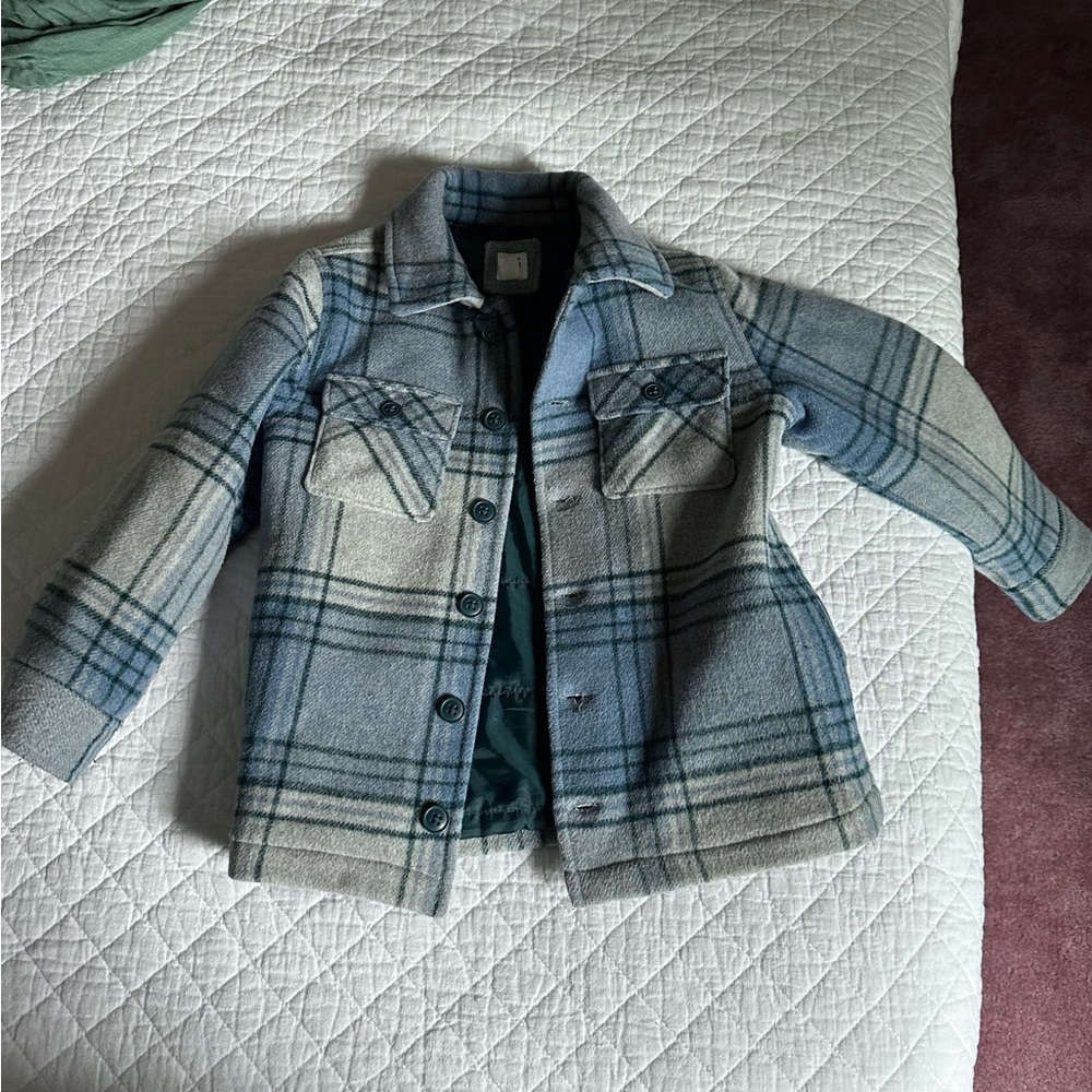 Gap kids Flannel Plaid Jacket - Blue and Gray